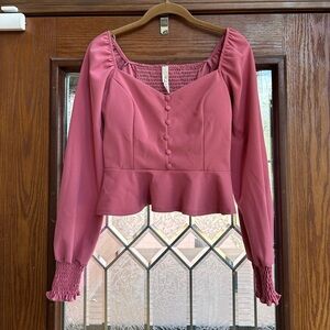 Elegant Pink Owl Women's blouse Top size M
